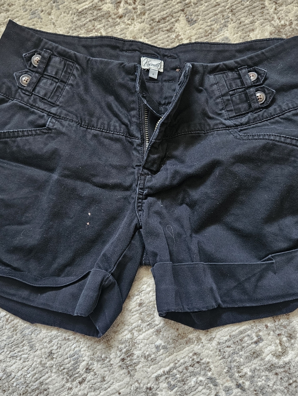 Kismet Black High-Rise Button Accent Women's Shorts
